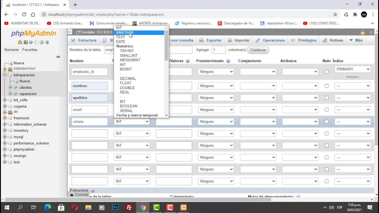 Clase 01 Crear tablas con Xampp YouTube