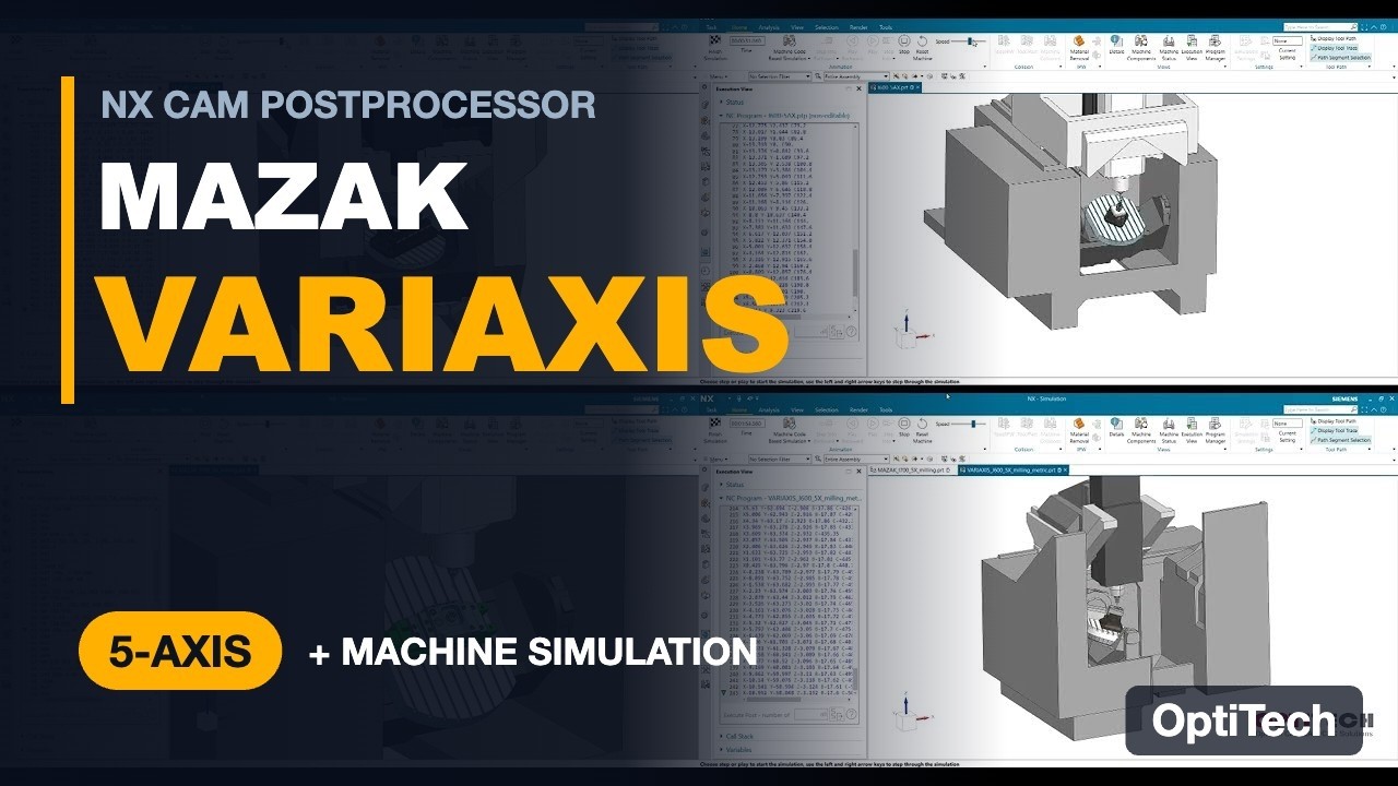 MAZAK VARIAXIS POSTPROCESSOR & MACHINE CODE SIMULATION - YouTube