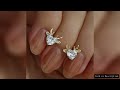 Huitan Cute Girls Elk Stud Earrings with Bright Heart Zirconia Graceful Gold Color Christmas Accesso