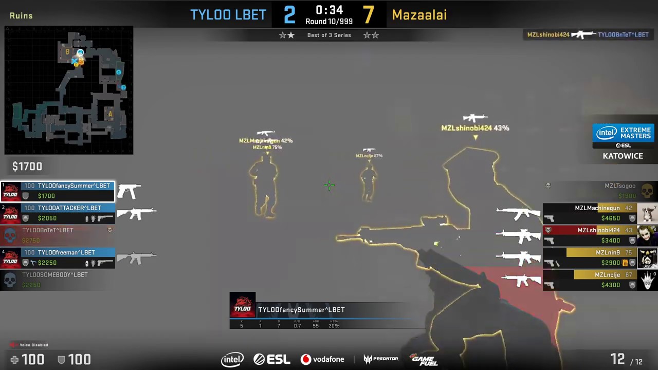[CS:GO]INSTANE TRIPLE KILL WITH CZ! TYLOO LBET VS MAZAALAI (IEM Katowice Asia) #twitch - YouTube