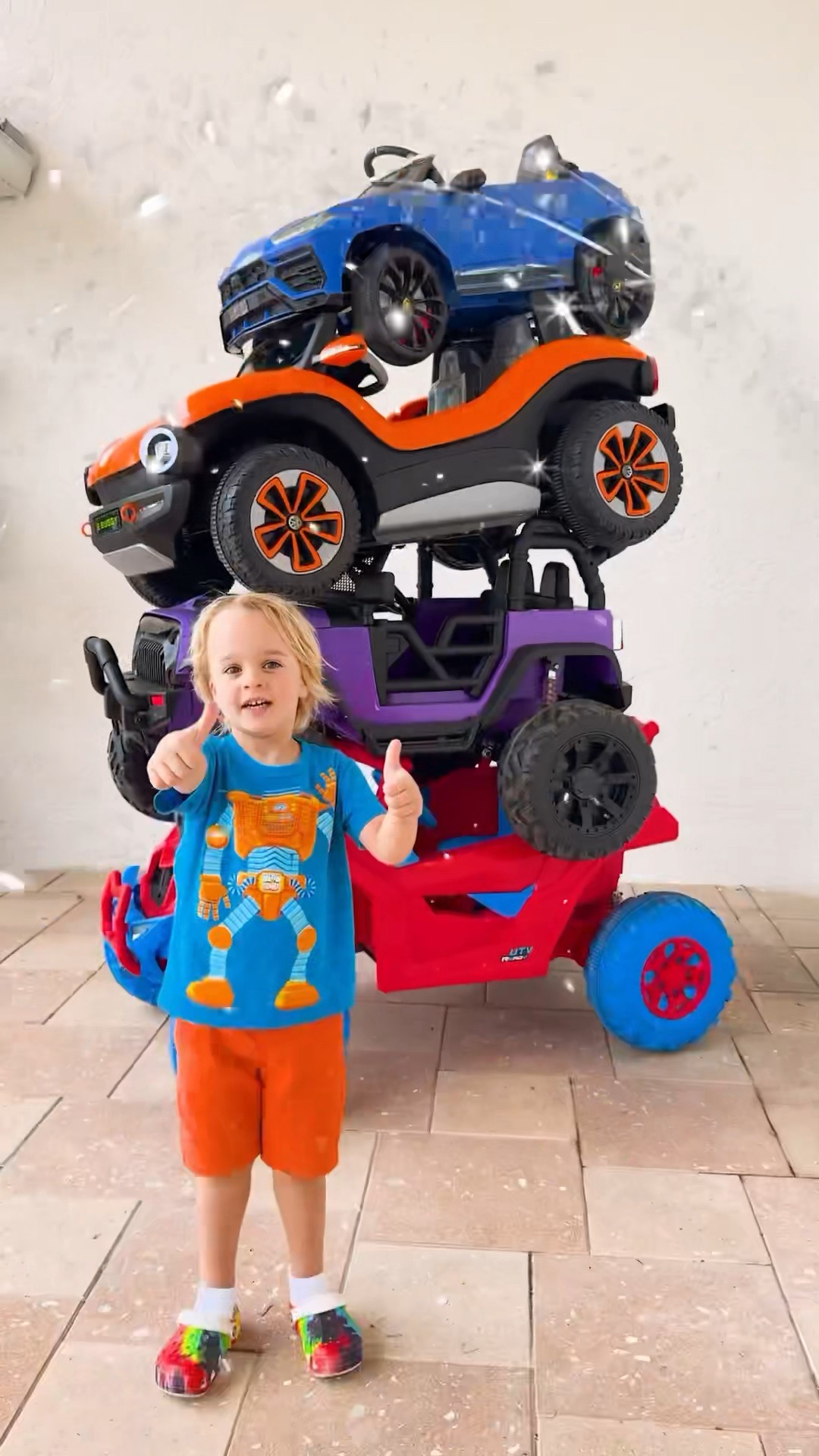 Chris learns to wash and store toy cars