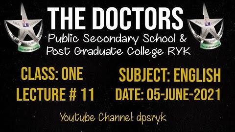 Class One English Lecture # 11 [05-June-2021] dpsryk
