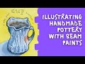 Illustrating handmade pottery with Beam watercolor paints