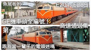 GE電頭全編號 第一彈! 台鐵GE電力機車頭 編號E201~205 高速通過集 (魚尾板)