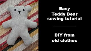 Easy Teddy bear sewing tutorial - Old clothes reuse idea ! #upcycling