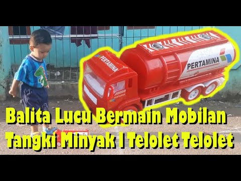 Balita Lucu Bermain Mobilan Tangki Minyak l Telolet  