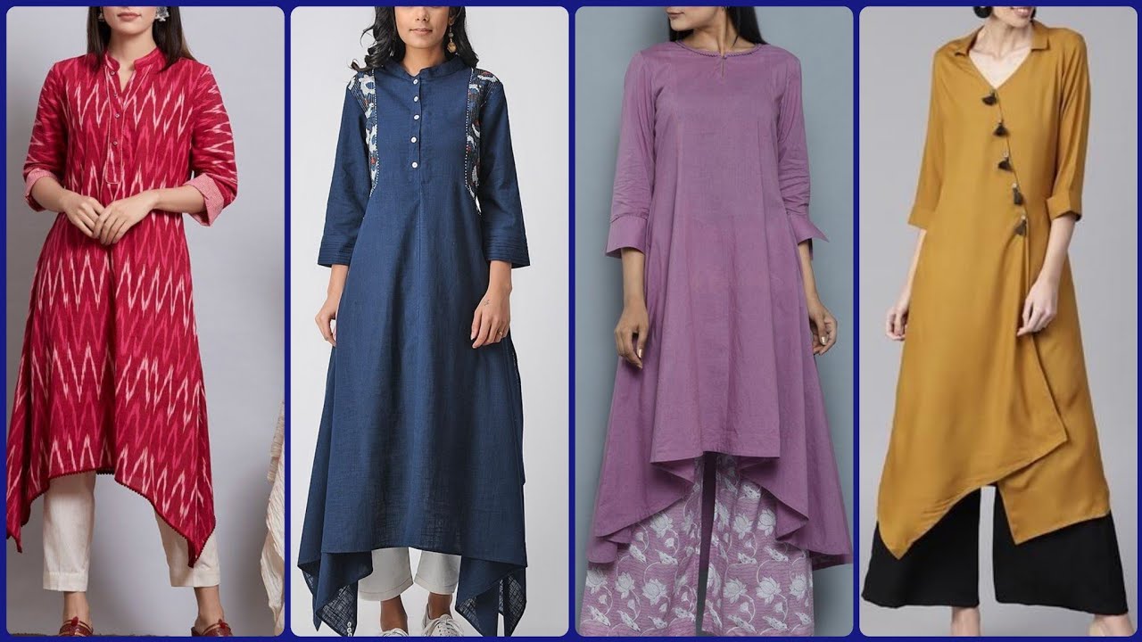 Women Colorful Cotton A Line Kurti