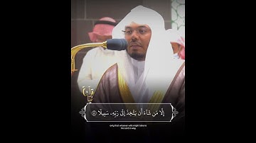 ﴿وَما أرسَلناكَ إِلّا مُبَشِّرًا ونَذيرًا﴾ عندما يتجلى الشيخ ياسر الدوسري بالصبا من سورة الفرقان 🤍.