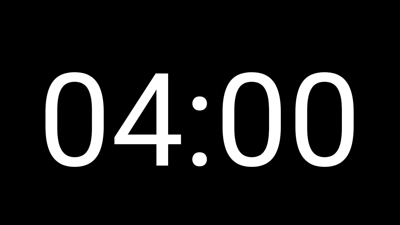 4 Minute Timer | Black Screen | No Music | 5 Second Alarm