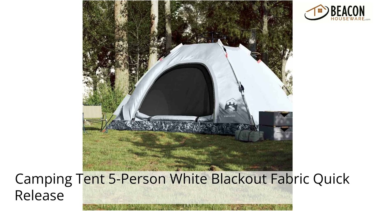 Camping Tent 5-Person White Blackout Fabric Quick Release