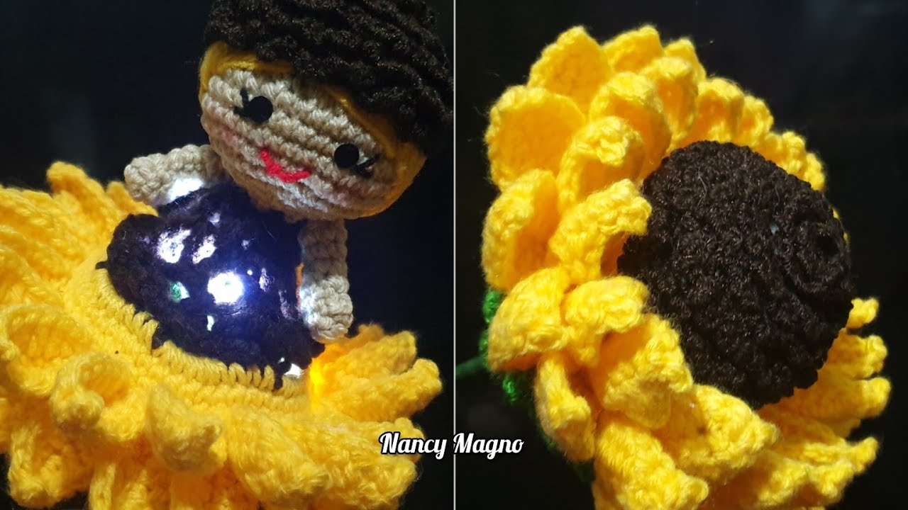 ¡¡¡GIRASOL 🌻 MÁGICO CON LUZ!!! a crochet de Otro nivel / zurdo
