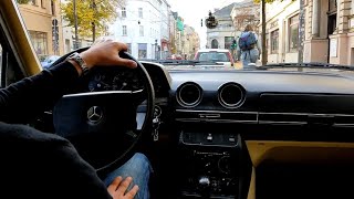 Mercedes w123 200d test drive in city traffic