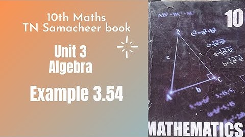 10th Maths Graph|| Tamil Nadu Syllabus|| Unit 3 Algebra|| Example 3.54|| Graph