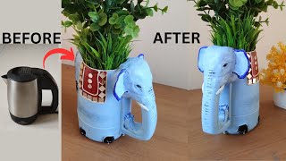 Electric Kettle Turned into Beautiful Elephant Flower Vase || #homedecor #easydiy #bestoutofwaste