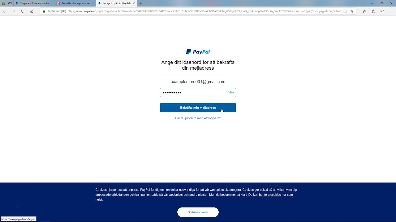 Logga in paypal