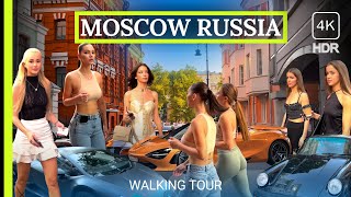 🔥 Горячая прогулка по Москве 🇷🇺 Русская красота и автомобили 🚗  4K HDR