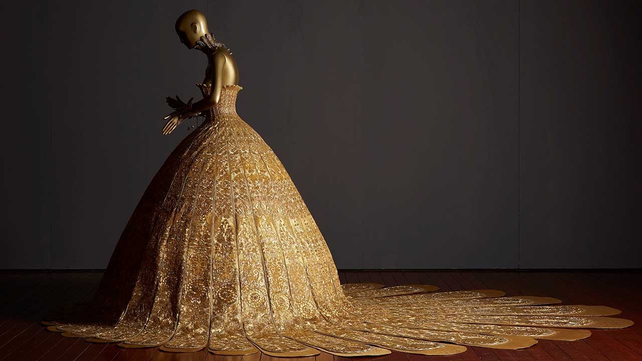 guo pei gold dress