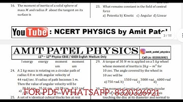 system of particles and rotational motion class 11 mcq | NEET | JEE MCQs with Solution
