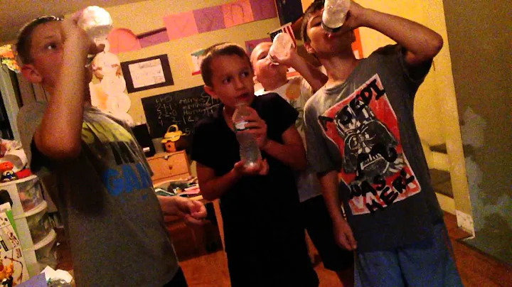 Water bottle chugging challenge! Jackson with Jimm...