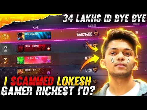 Wasting All Diamond Of Lokesh Gamer💎 Id Hack Prank Global Top 1 Badges 😂  - Garena Free Fire 