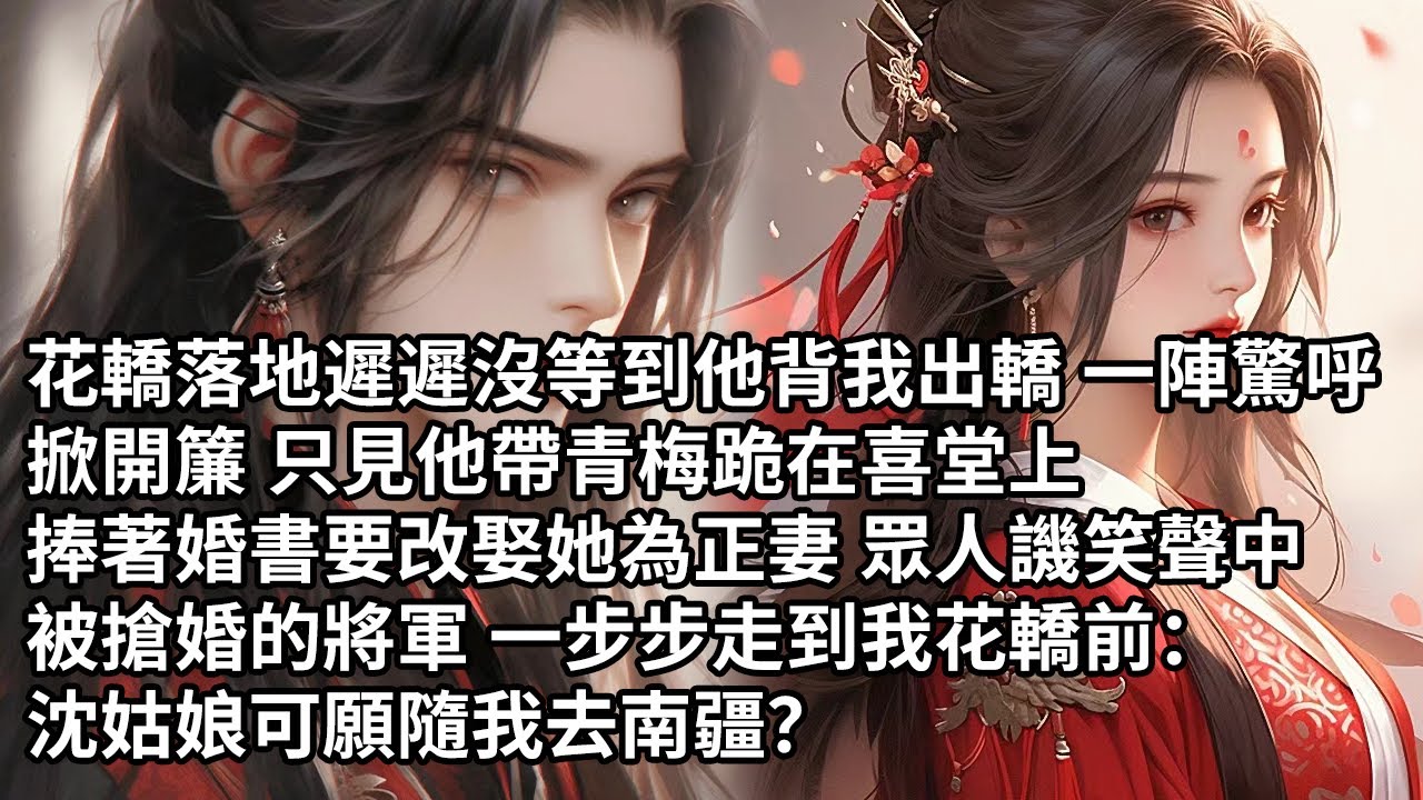 【一口氣看完】花轎落地遲遲沒等到他背我出轎 一陣驚呼，掀開簾 只見他帶青梅跪在喜堂上，捧著婚書要改娶她為正妻 眾人譏笑聲中，被搶婚的將軍 一步步走到我花轎前：沈姑娘可願隨我去南疆？