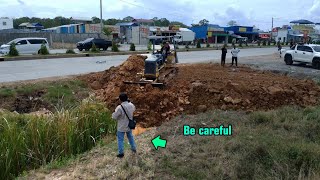 New Project!! Dozer D20 & Truck 5t pushing soil and rock stone to create a new land