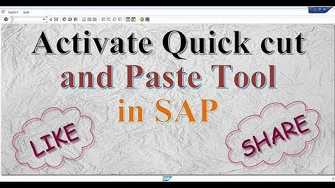 How to activate Quick cut and Paste Tool in SAP