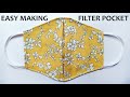 EASY DIY Face Mask With Filter Pocket | How To Make A Fabric Face Mask #facemask