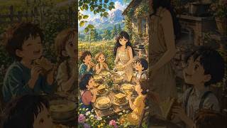 ASMR cooking Ghibli: Feeding Village Kids in a Sunny Garden