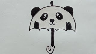 كيفية رسم الباندا 🐼 تصميم المظلة ☔ الرسم