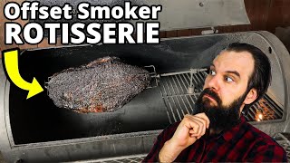 I smoked a brisket on an offset smoker ROTISSERIE and THIS happened!