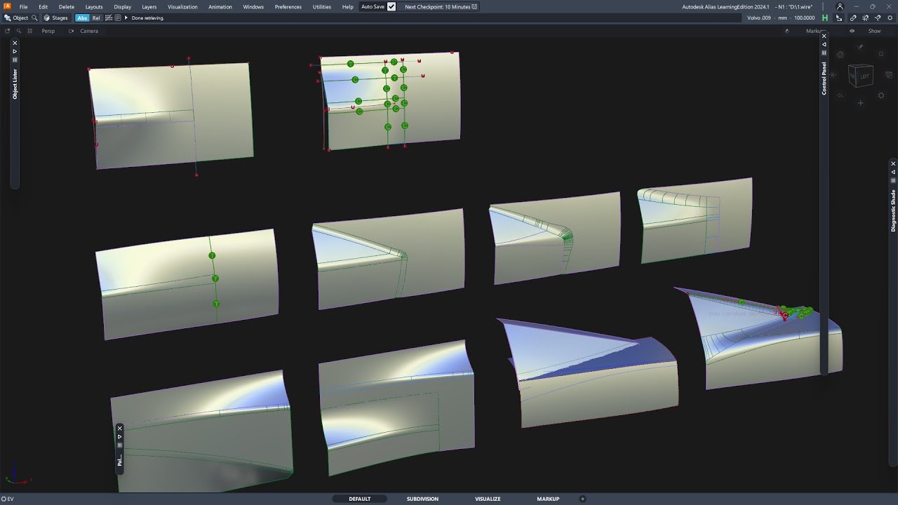 Сшиваем поверхности, делаем плавные переходы в Alias