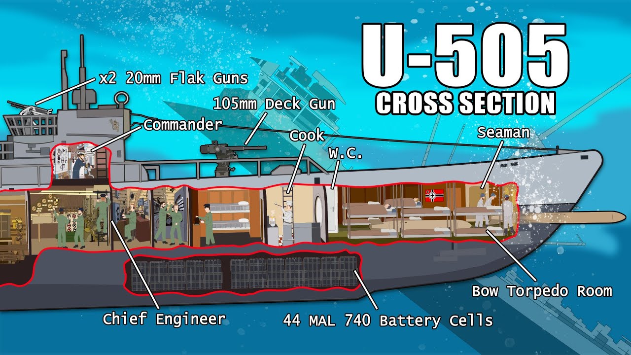 ⁣Life Inside a WWII Type IXC Submarine (Cross Section)