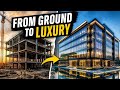 Luxury Glass Office Building Construction | From Foundation to Floating Masterpiece (Cinematic 10K)