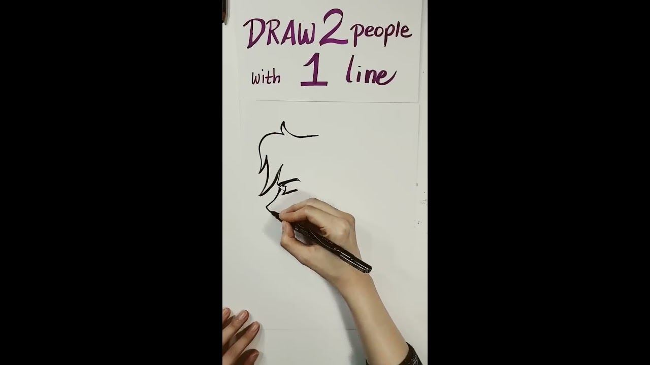 Draw TWO People With ONE Line 1 Continuous Drawing 2 Shorts Artshorts Lineart