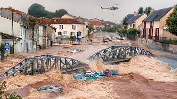 France is Sinking! Vidourle River Overflows as Floods Hit Gard Department, Sommières Underwater