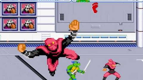 TMNT: Turtles In Time Scene 4 Technodrome Part (1/3) Walkthrough