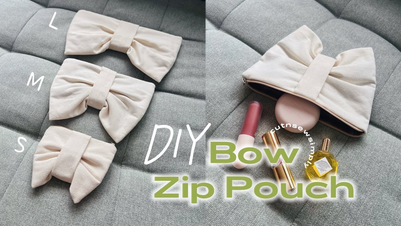 Sew this Cute Bow Zipper Pouch in 2 Hours! Tutorial by cutnsewsimply