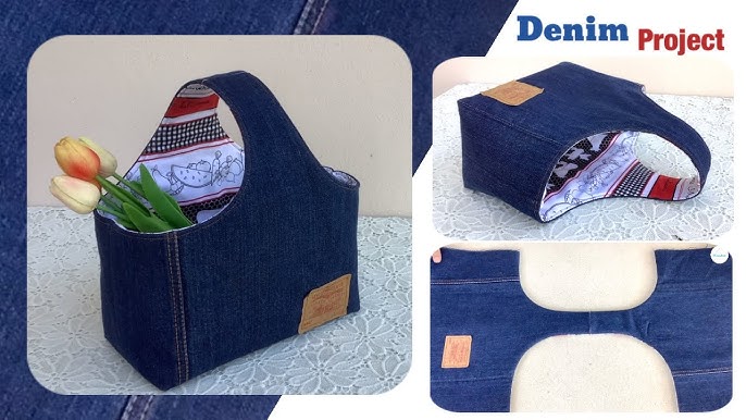 Zipped tote bag - Denim Patchwork - Sézane