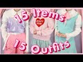 ✨🎀 15 Items 15 Outfits (Kawaii Edition) 🎀✨