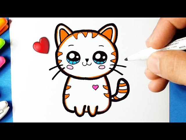 Como desenhar Gatinho tigre fofo Kawaii ❤ Desenhos Kawaii