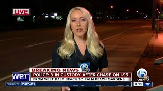 3 people in custody after I-95 police chase ends in Palm Beach Gardens