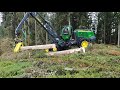 John Deere 1470G harvester felling big trees