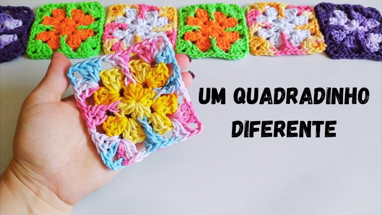 Um Quadradinho Diferente Passo a Passo de Um Lindo Square de Crochê ...