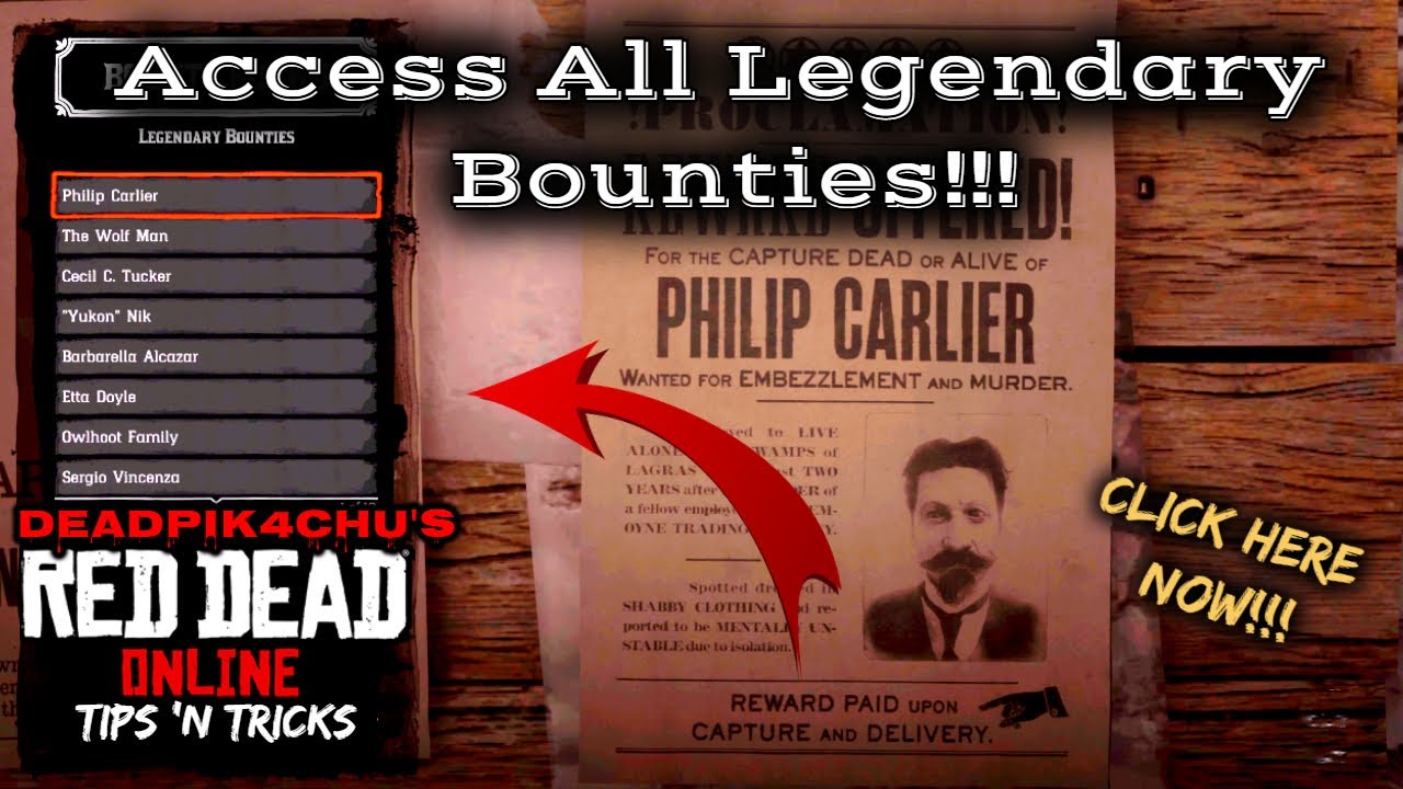 How Replay All Legendary Bounties!!! | deadPik4chU's Red Dead Online Tips Tricks - YouTube