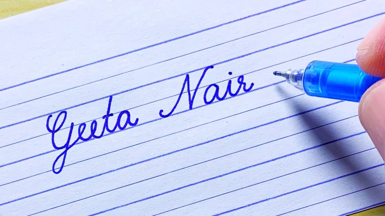 ‎‏”Geeta Nair” Beautiful name in cursive writing | calligraphy