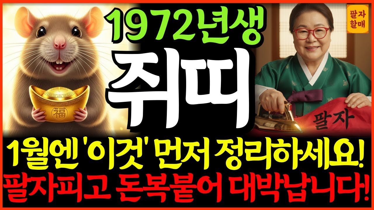 🌟2026년 병오년 1972년 임자생 55세 쥐띠 운세🌟'이것' 먼저 정리해야 편해집니다, 팔자피고 돈복붙어 대박납니다!💸| 신년운세ㅣ총운세ㅣ재물운ㅣ사업운ㅣ건강운ㅣ귀인운ㅣ연애운ㅣ