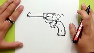 Como dibujar un revolver paso a paso 2 | How to draw a gun 2 - thptnganamst.edu.vn