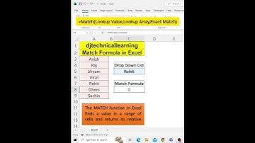 Match Formula in Excel | Match Function in Excel | #match #matchformula #matchfunction #excel #tips