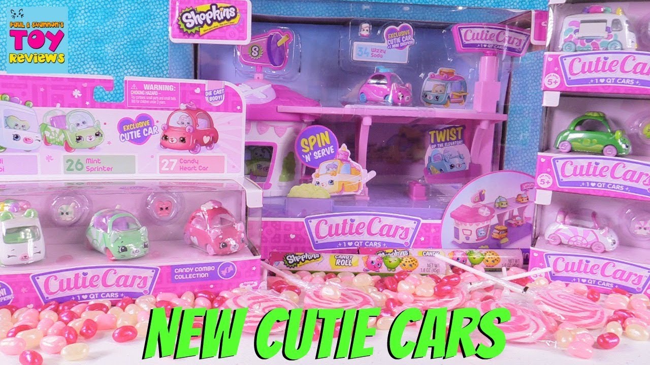 Cutie Cars Shopkins Drive Thru Diner & Exclusive Car Packs Toy Opening  Review
